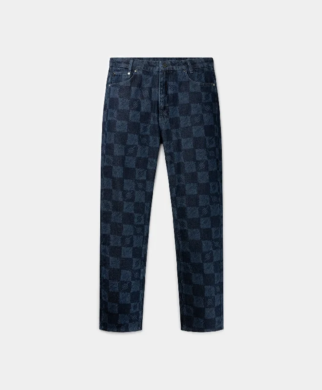 Blue Kibo Check Jacquard Jeans