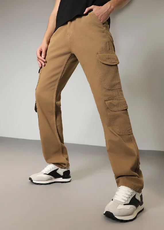 All-Season Outfits All-Day Wear All-Day Wear Brown Double Pocket Cargo Denim