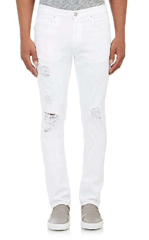 J Brand Men's Tyler White Solace Distressed Slim Fit Jeans