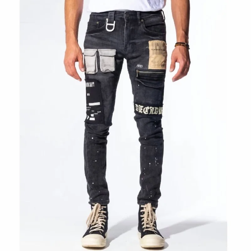 Cool Streetwear Luxury Comfort Luxury Comfort Men's Decadence Denim Jean In Jet Black/combo