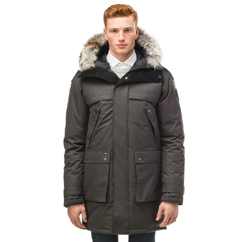 YATESY MEN'S LONG PARKA STEEL GREY