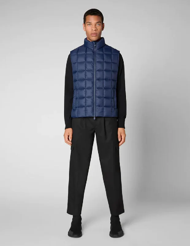 MEN'S OSWALD PUFFER VEST WITH STANDING COLLAR IN NAVY BLUE