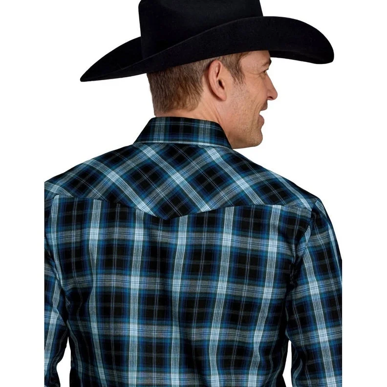 Roper Western Shirt Men L/S Plaid Snap Multi Blue 01-001-0101-1070 BU