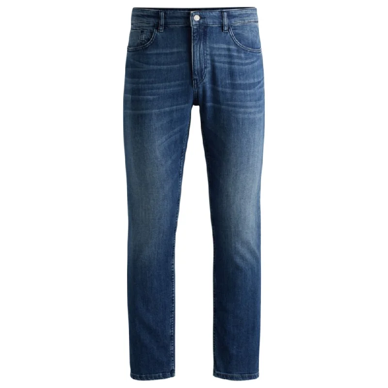 Slim-fit jeans in blue mechanical-stretch denim