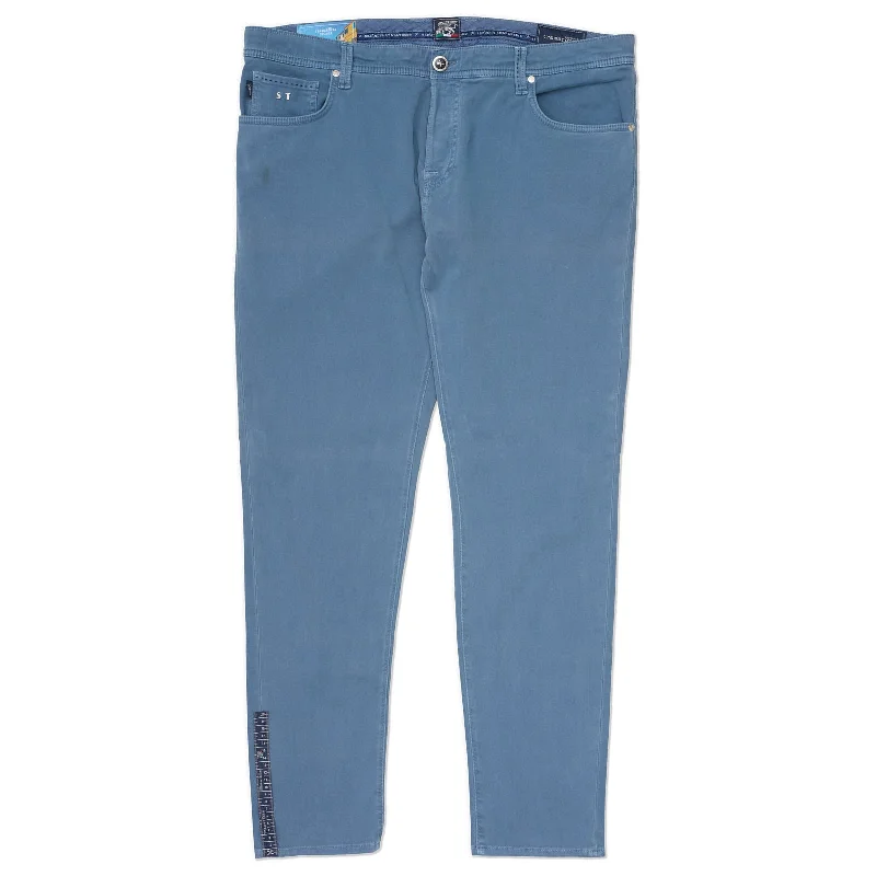 Soft Sweaters Tailored Comfort Tailored Comfort TRAMAROSSA "Leonardo" Washed Blue Cotton Stretch Slim Fit Jeans NEW US 42