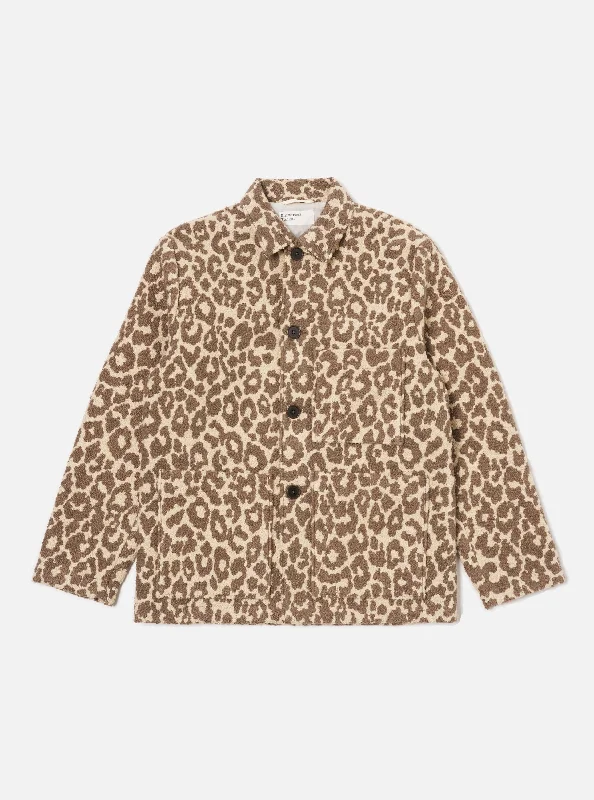 Universal Works Simple Bakers Jacket in Natural Crazy Leopard