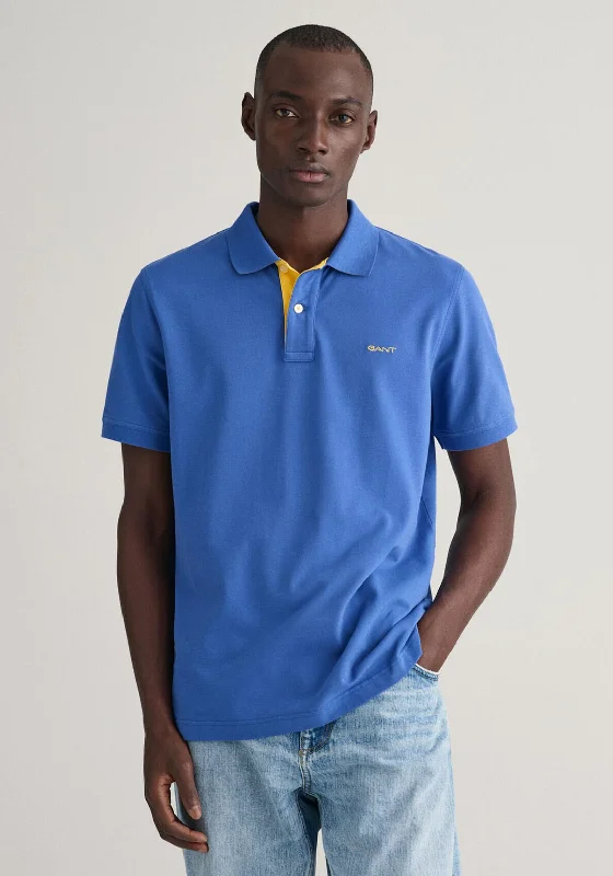 Gant Contrast Pique Polo Shirt, Rich Blue