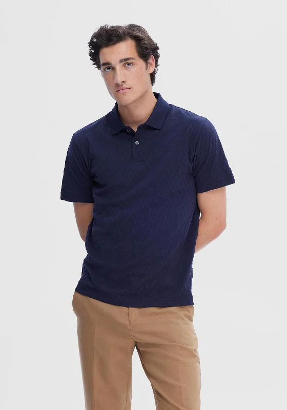 Selected Homme Oro Jacquard Polo Shirt, Sky Captain