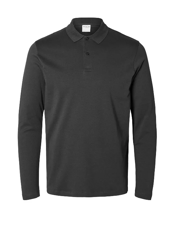 Selected Homme Paris Long Sleeve Polo Shirt, Phantom