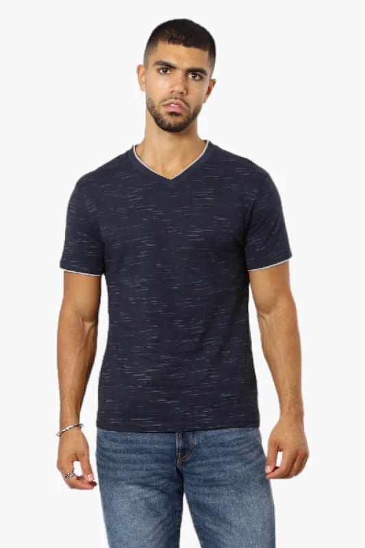 Urbanology Patterned V-Neck Tee - Navy