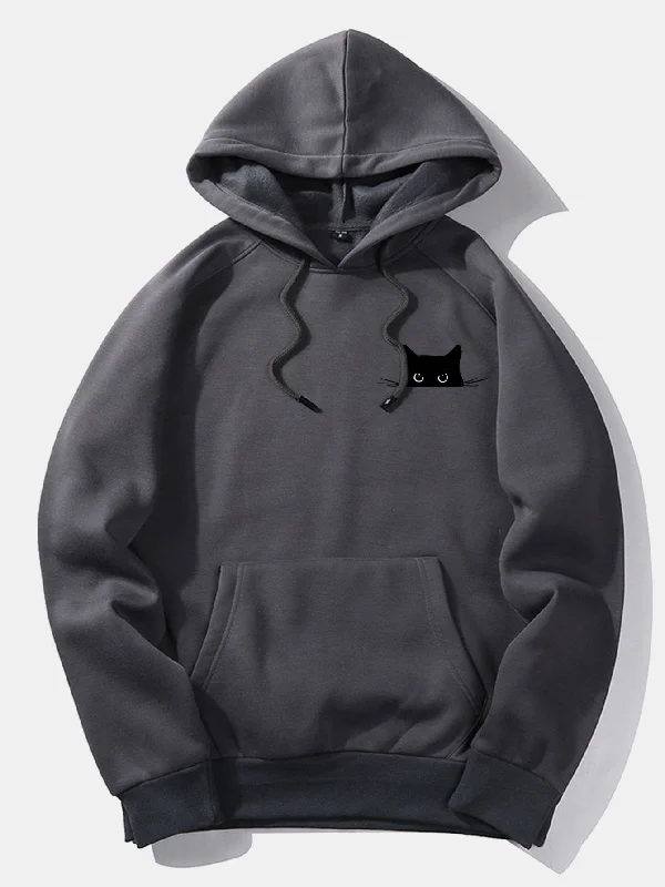 Black Cat Print Hoodie