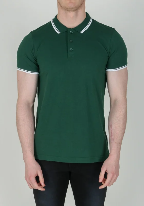 Brave Soul London Stripe Collar Polo-Shirt, Green