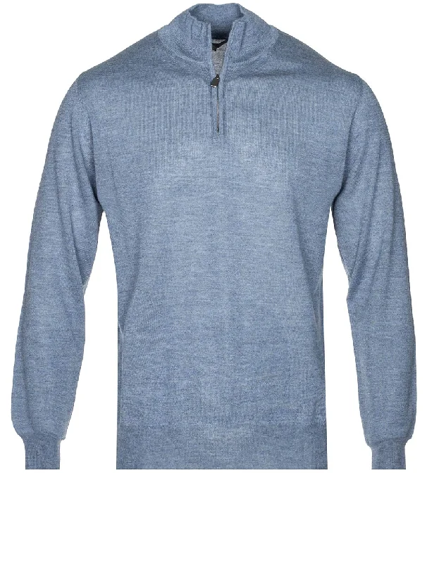 Half Zip Mock Neck Saxony Blue