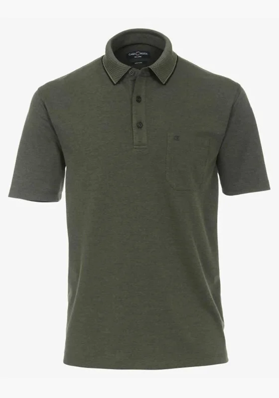 Casa Moda Birdseye Print Polo Shirt, Olive