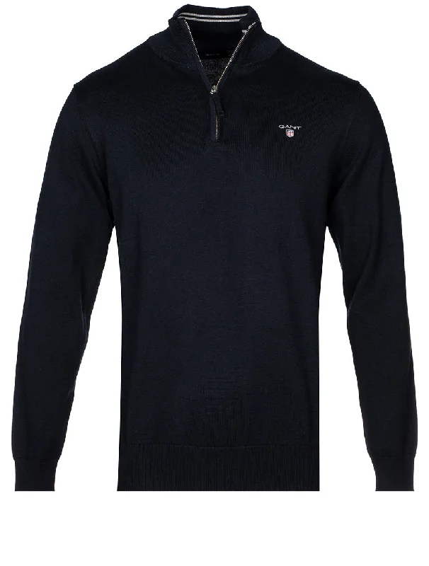 Classic Cotton Half Zip Evening Blue