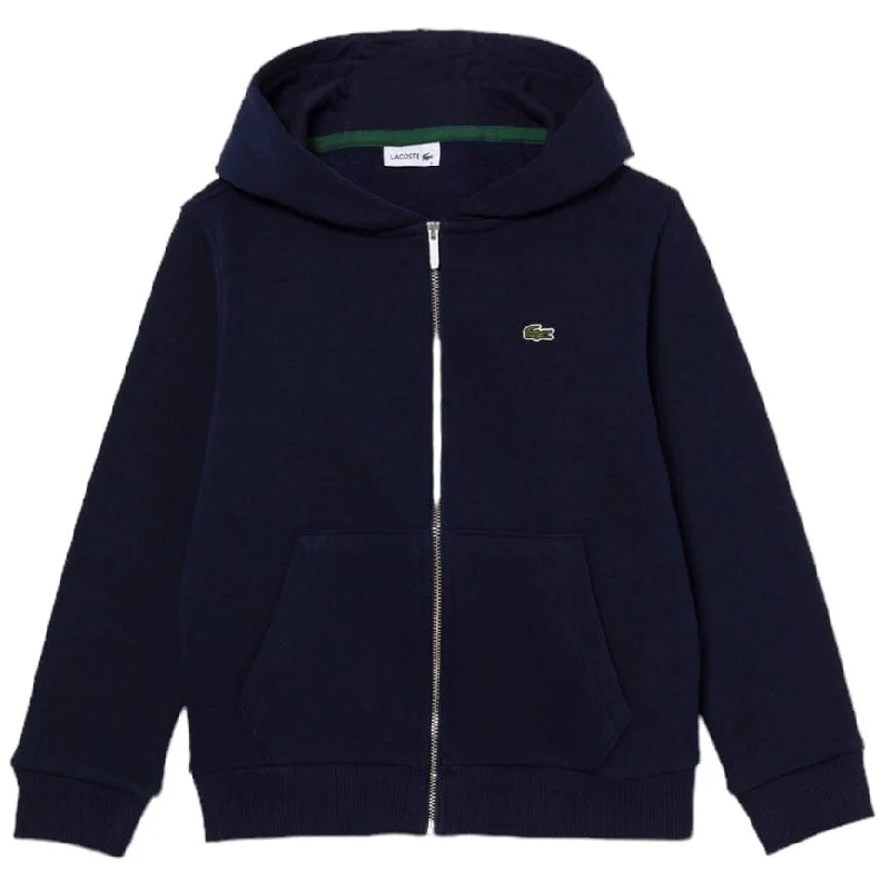 Kids Lacoste Kangaroo Pocket Zip-Up Hoodie (Navy Blue) SJ9723-51