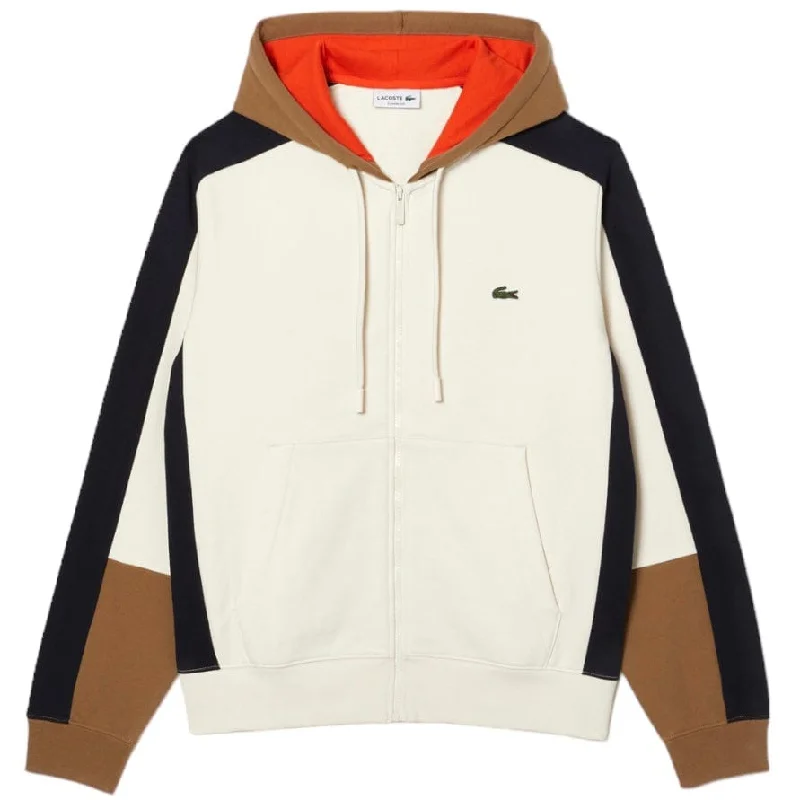 Lacoste Colorblock Hoodie (Off White/Brown/Navy) SH1301-51