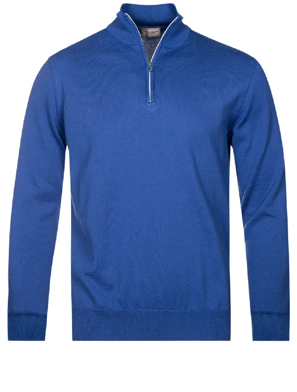 Half Zip Mock Neck Jumper Bluette