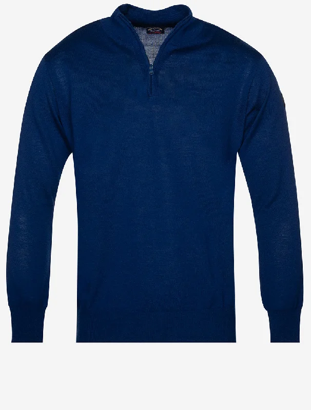 Mockneck Half Zip Knitwear Blue