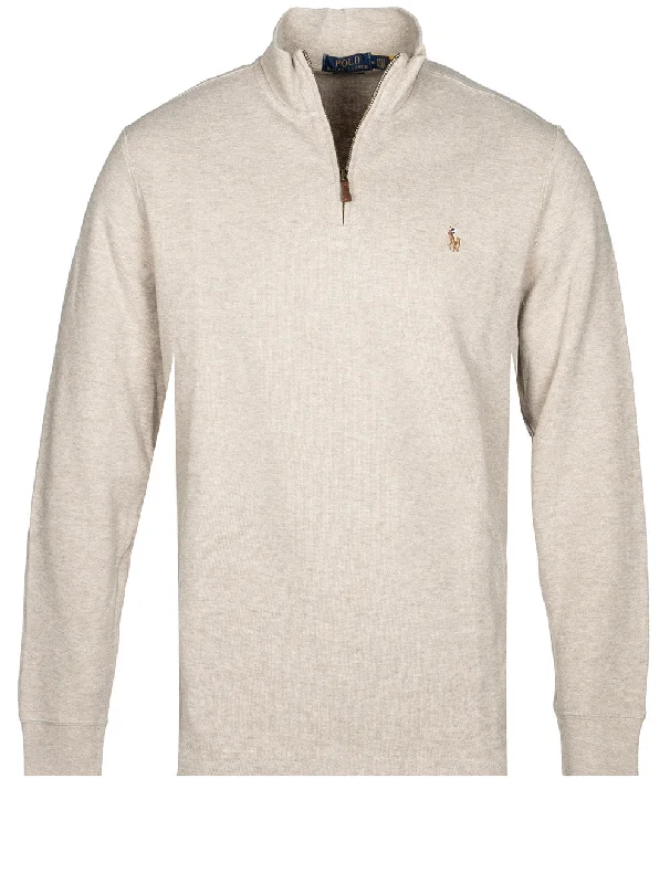 Estate-Rib Quarter-Zip Pullover Beige