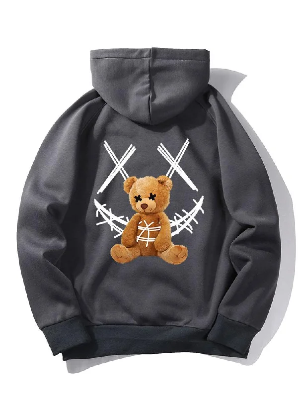 Smiley Bear Back Print Hoodie