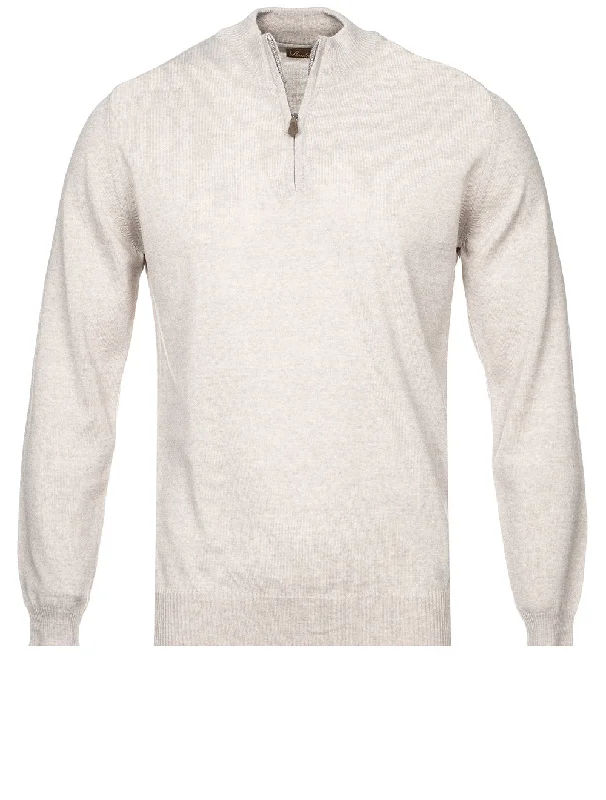 Biscuit Half Zip Merino Wool Jumper