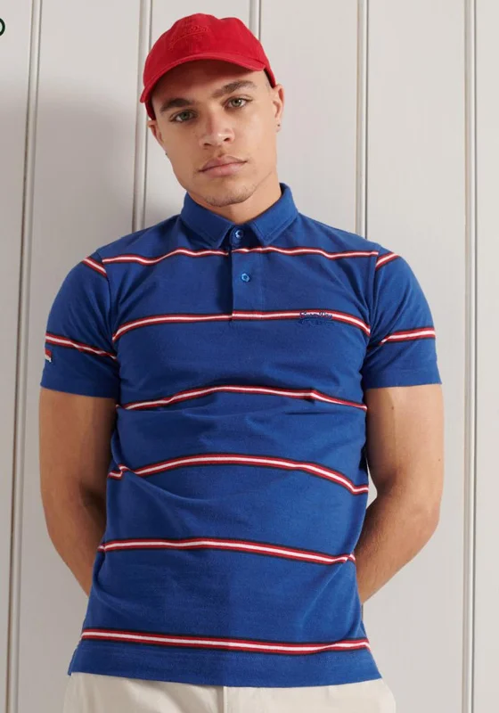 Superdry Academy Stripe Polo, Blue