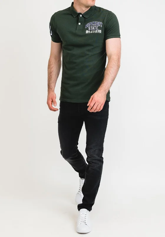 Superdry Classic Superstate Polo Shirt, Dark Forest