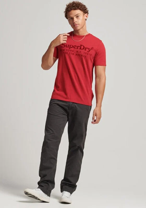 Superdry Vintage Venue Tonal T-Shirt, Rich Red Marl