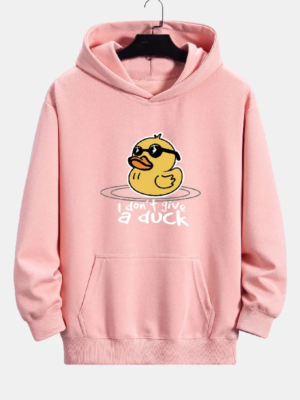 Yellow Duck With Sunglasses Print Relax Fit Hoodie